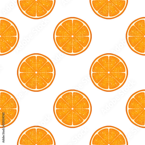Pattern of sliced oranges white background