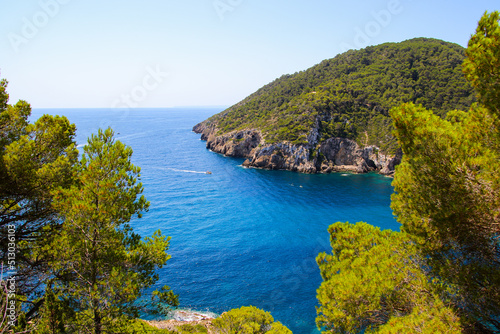 Mouth of the cove of Cala Llonga opening towards the Mediterranean Sea in the southeast of Ibiza in the Balearic Islands, Spain © Alexandre ROSA
