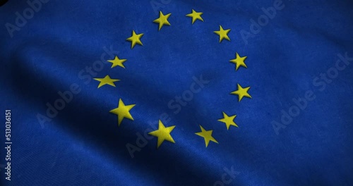 European Union waving Flag seamless loop animation. 4K Resolution