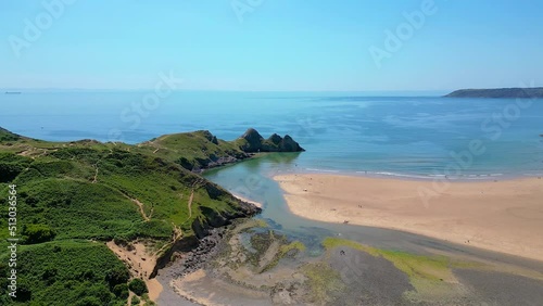 Three Cliffs Bay Swansea from the drone