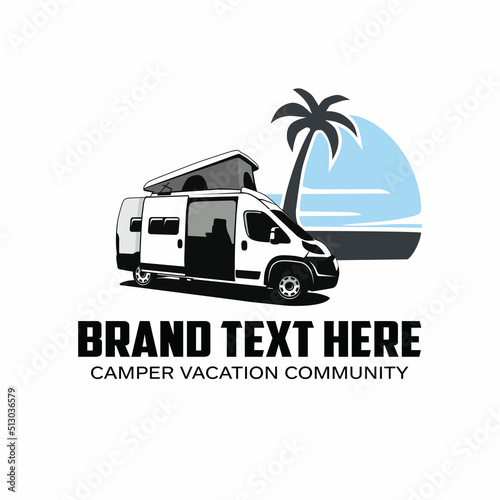 Camper Van Caravan vector image editable and ready made logo