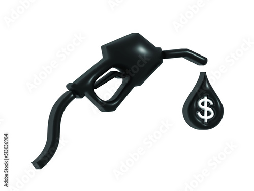 3d Fuel pump nozzle sign.Gasoline, Gas station icon.3d vector illustration of fueling nozzle gasoline, diesel, gas isolated on white background.Petroleum fuel pump template. Pump nozzle, oil dripping.