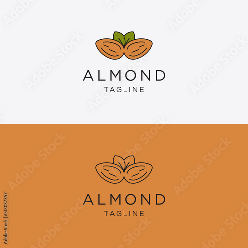Nuts almond logo design template