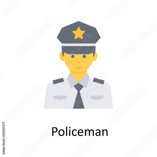 Policeman  vector flat icon for web isolated on white background EPS 10 file