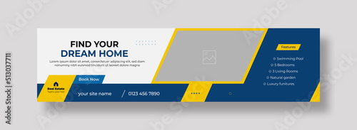 House for sale and real estate social media LinkedIn cover template promotion banner