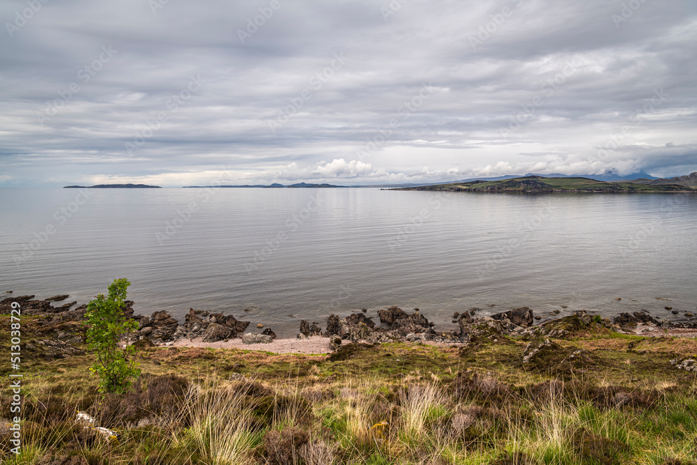 A cloudy, summer, seascape HDR image of First Coast gruinard Bay in the Northwest highlands of Scotland