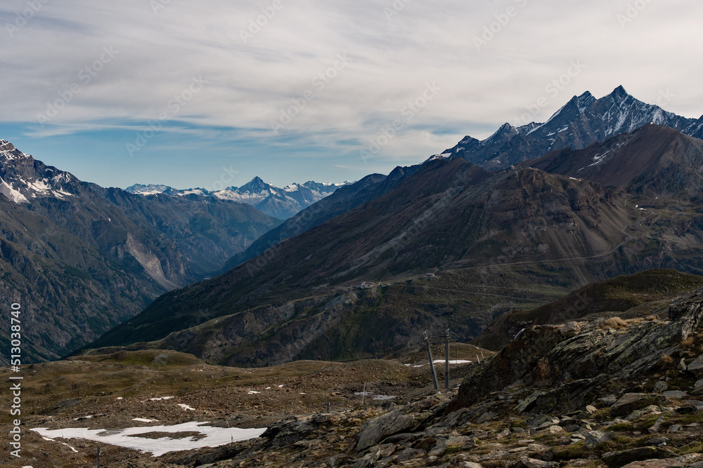 The mountains of the Alps near Zermatt, Wallis in Switzerland 