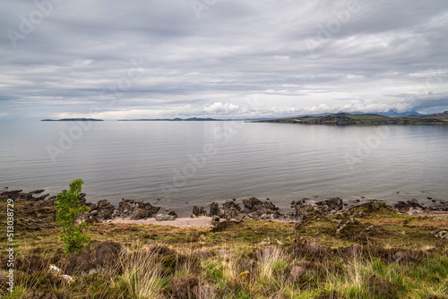 Fototapeta Naklejka Na Ścianę i Meble -  A cloudy, summer, seascape HDR image of First Coast gruinard Bay in the Northwest highlands of Scotland