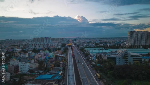 Bangalore  Electronic city aerial Hyperlapse. Bengaluru India