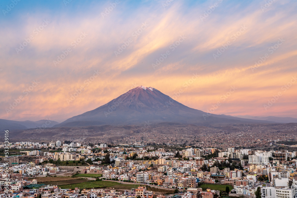 View of arequipa and its three volcanoes