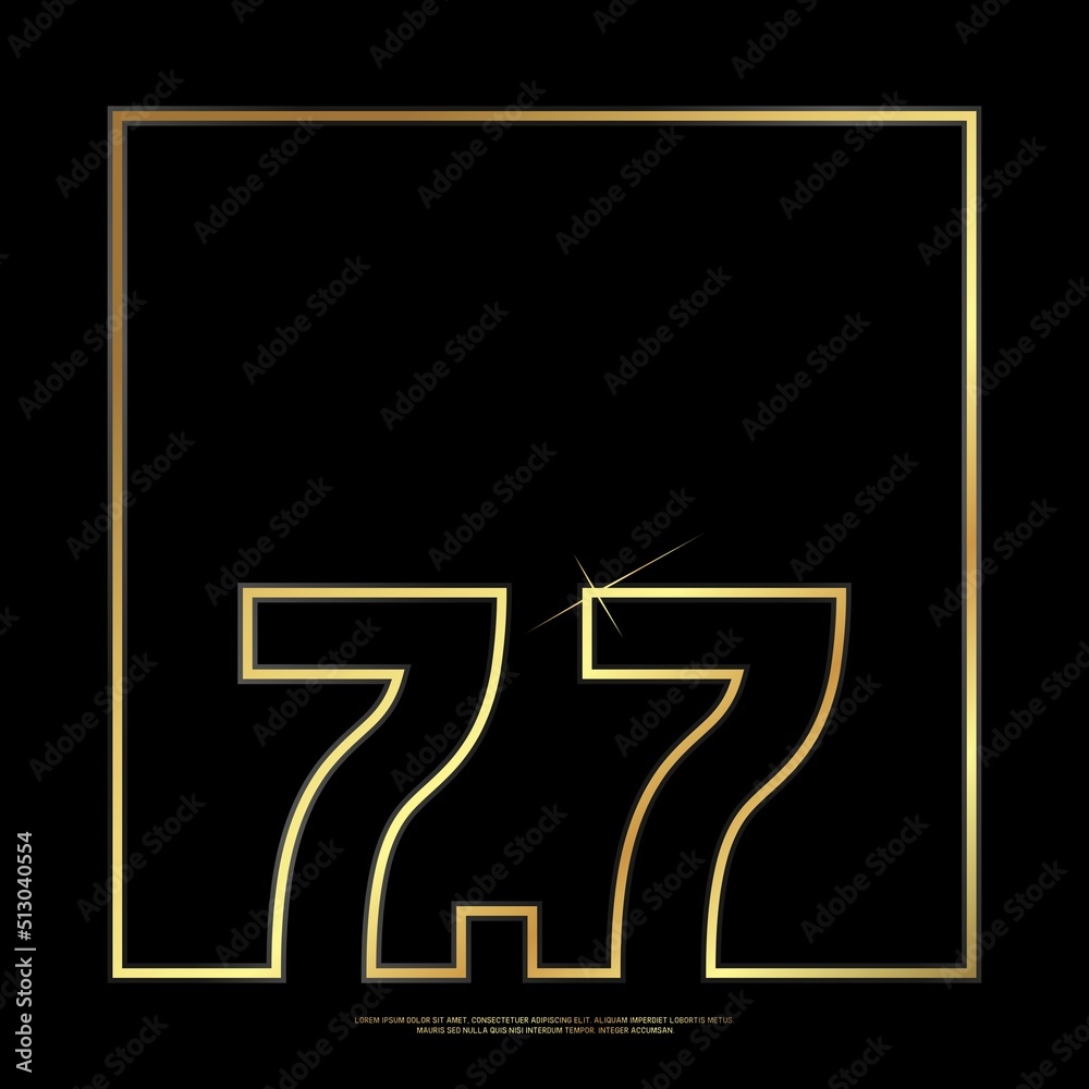 7.7 number with gold single line square frame