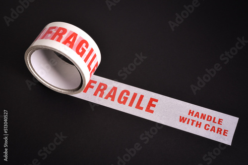 Fragile tape on a roll