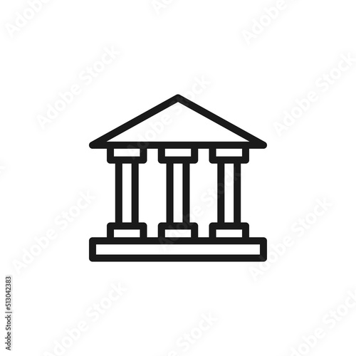 Business, money, finance concept. Vector signs drawn with black line. Suitable for adverts, web sites, apps, articles. Line icon of bank