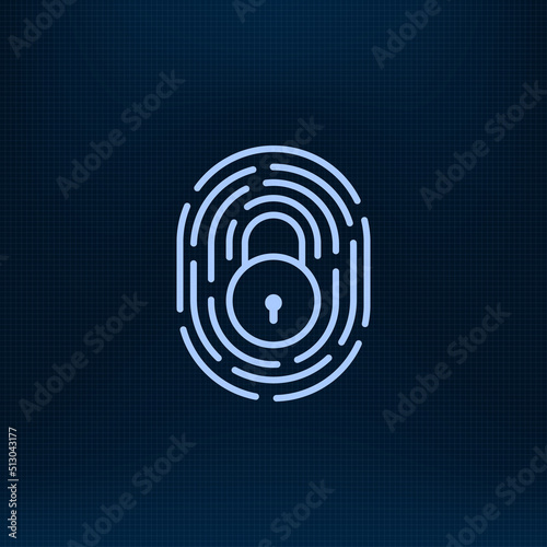 Digital Biometric Finger Print security lock technology icon logo. Creative Security logo template