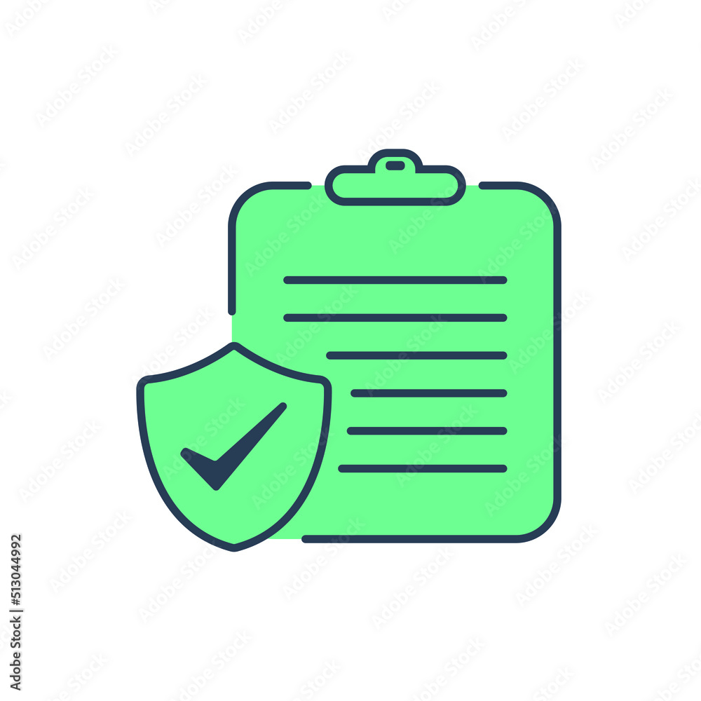 Insurance Policy Icon, Linear Color Insurance Policy Icon, Linear Color