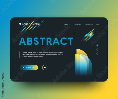 Creative horizontal website screen part Corporate landing page responsive web design geometric banner layout mock up Creating UI UX project development