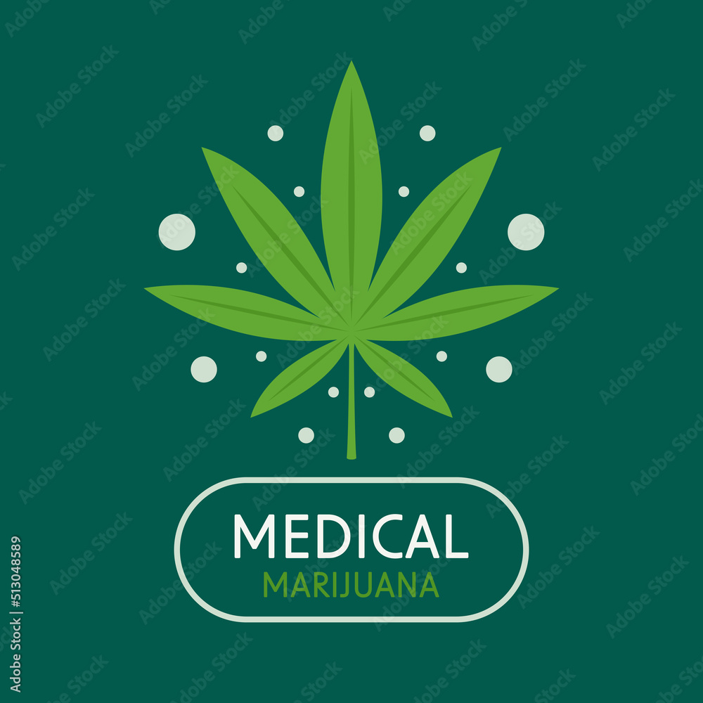 Medical cannabis or marijuana. Mariuhana leaf symbol, marijuana or hemp icon, cannabis medical sign, weed drug vector illustration.
