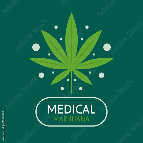 Medical cannabis or marijuana. Mariuhana leaf symbol  marijuana or hemp icon  cannabis medical sign  weed drug vector illustration.