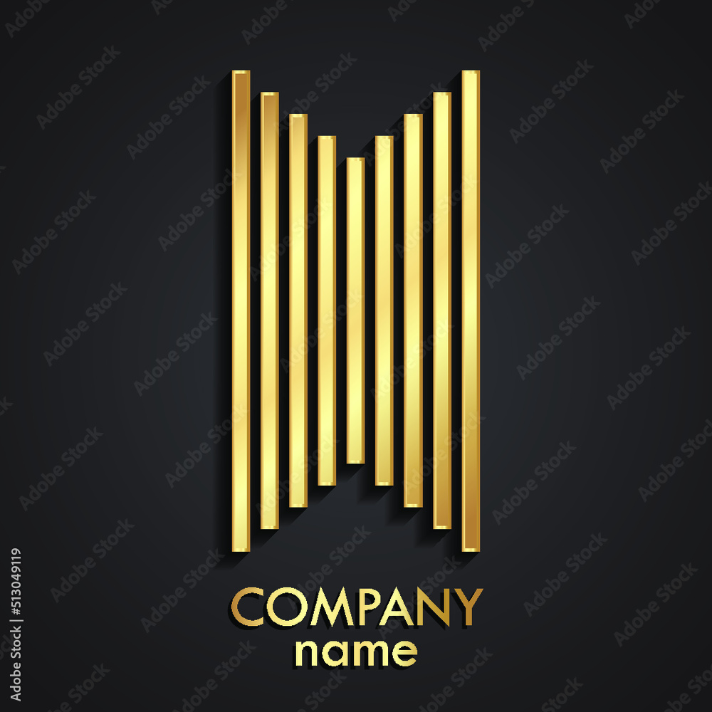 3d simple linear modern golden metal logo 3d simple linear modern golden metal logo