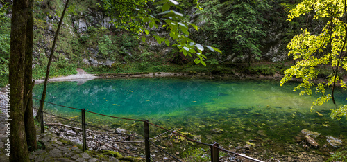 The Shortest River in Slovenia and also the deepest lake - The Wild Lake near town of Idrija photo