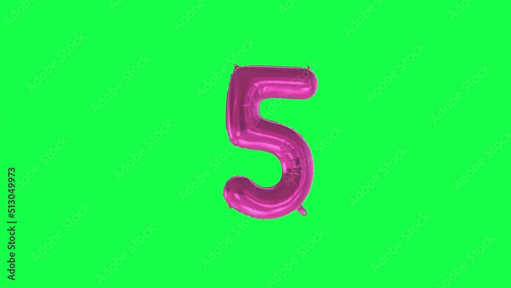 Helium Number Balloon With Number 5. Green Screen And Alpha Luma Matte Channel. Loop Animation. Helium Number Balloon With Number 5. Green Screen And Alpha Luma Matte Channel. Loop Animation.