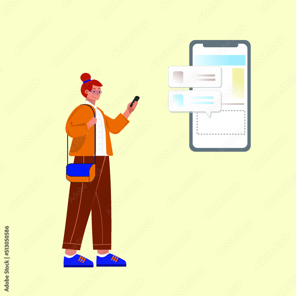 illustration of a person holding a cmobile phone