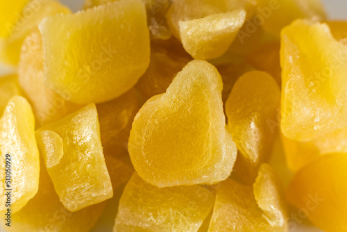 healthy snak dried gingers on gray background