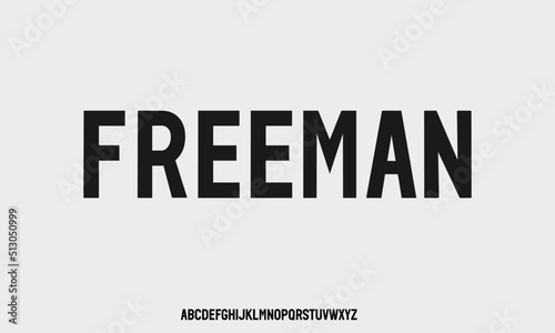 Freeman, sans serif elegant vintage alphabet typeset