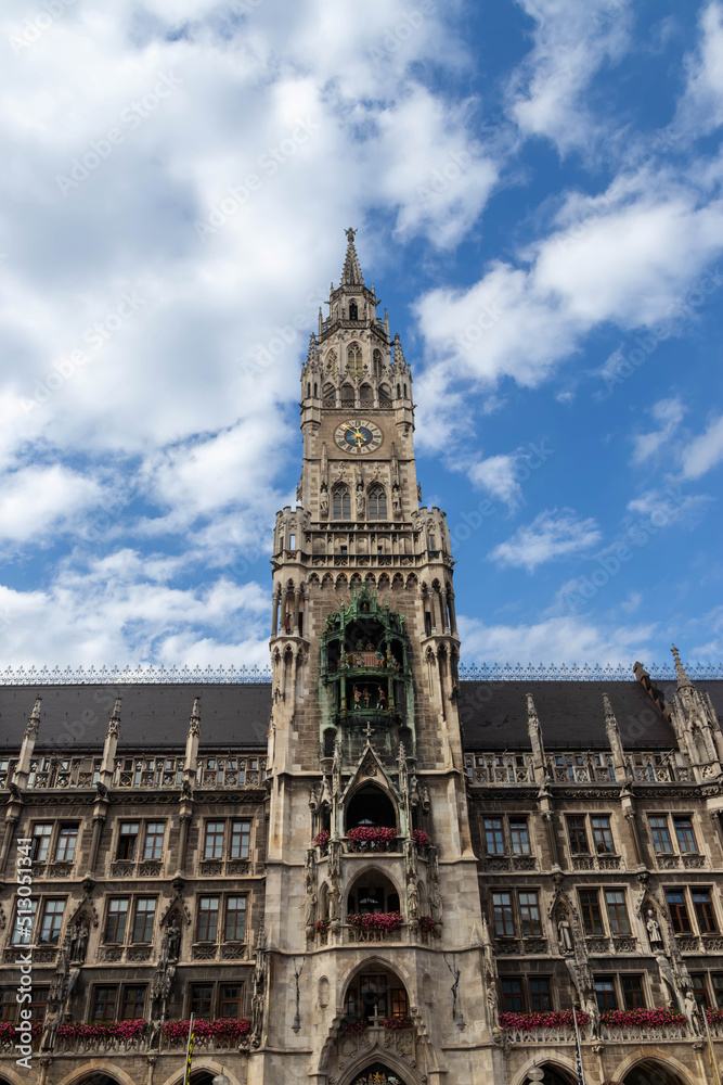 A clock tower of the New Town Hall *German: Rathaus-Glockenspiel), Munich