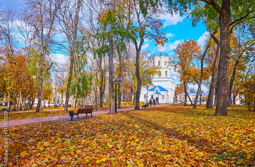 Murais de parede The golden autumn in Chernihiv Dytynets Park, Chernihiv, Ukraine
