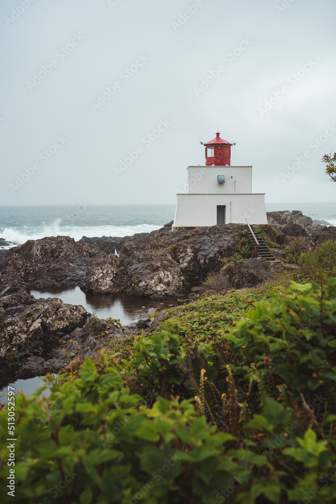Amphitrite Point Light House in Ucluelet, Vancouver Island, Canada