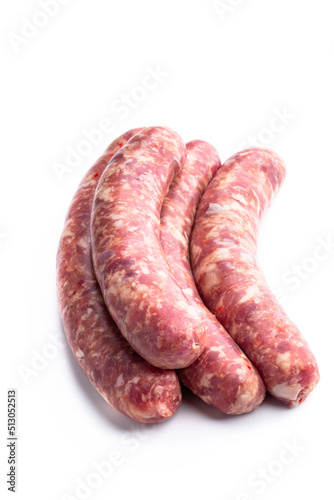 Set of pork sausages isolated on white background