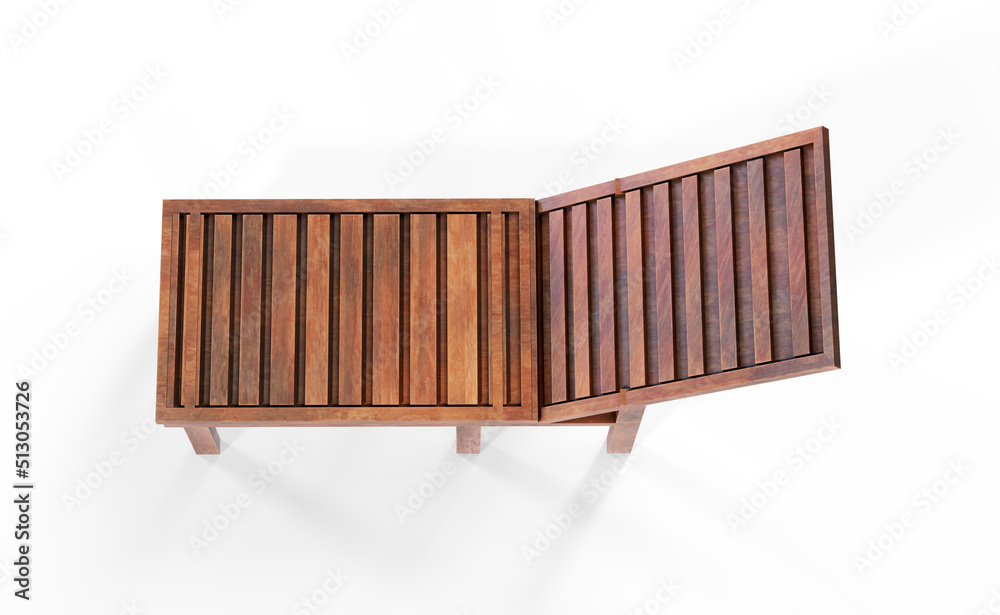 Orange striped beach chair isolated on white background. 3d rendering of beach and ocean vacations and summer getaways