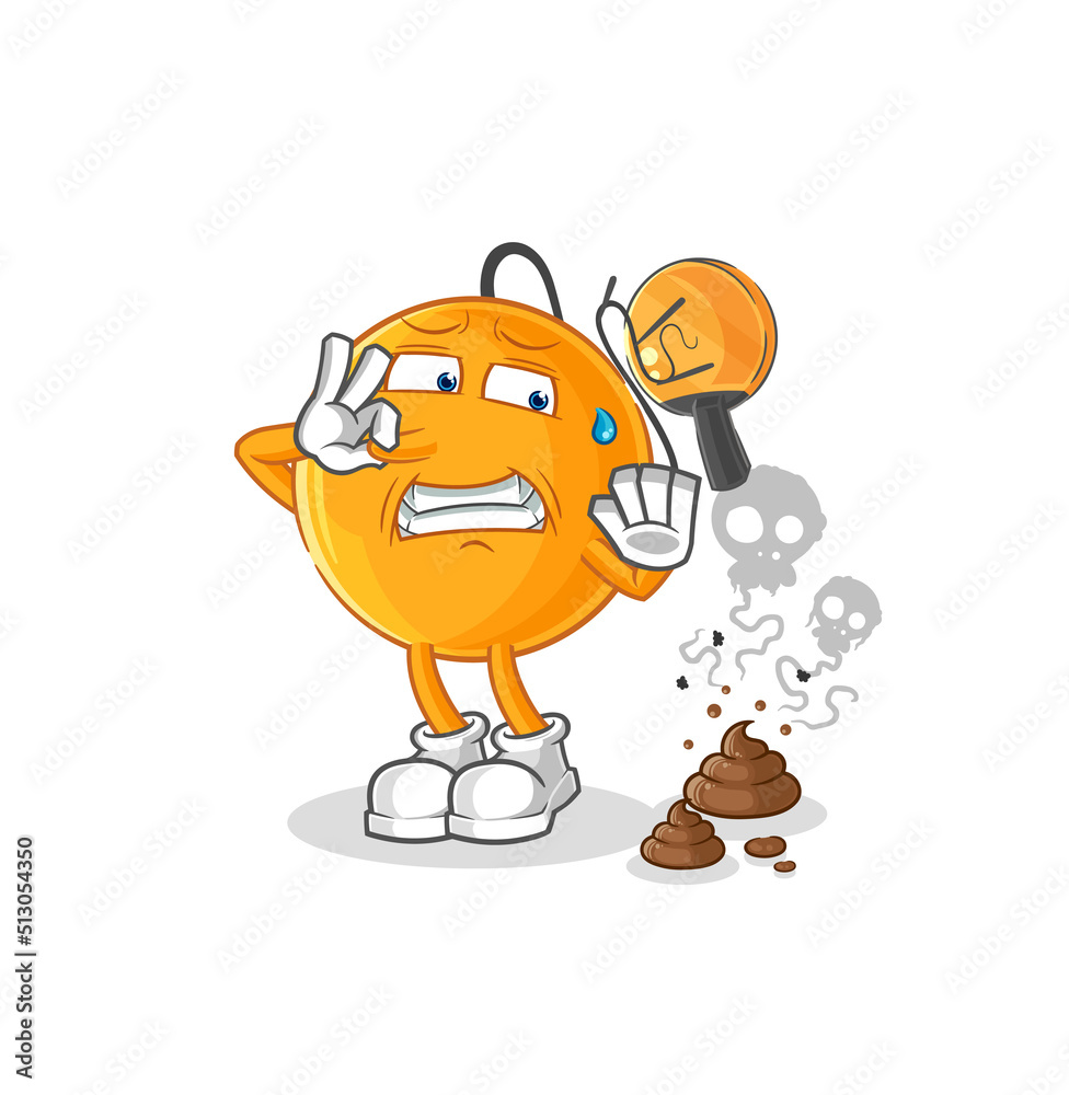 paddle ball with stinky waste illustration. character vector