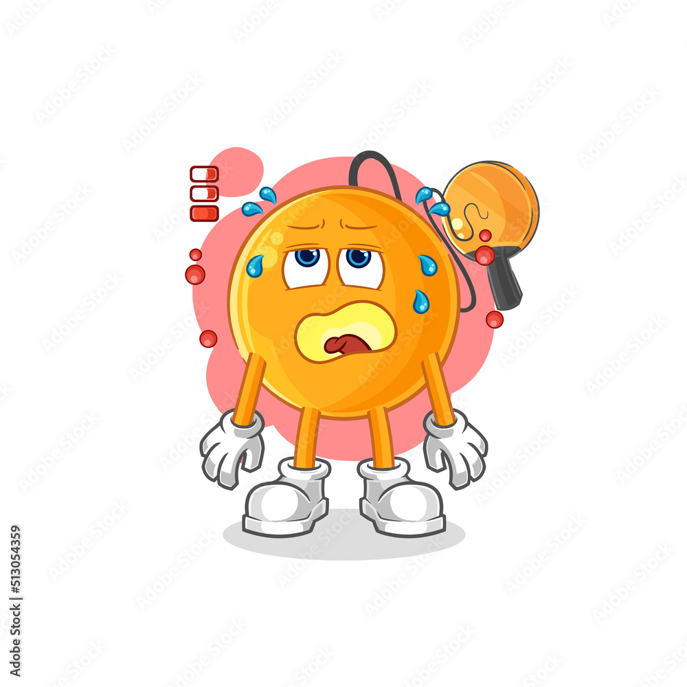 paddle ball low battery mascot. cartoon vector paddle ball low battery mascot. cartoon vector