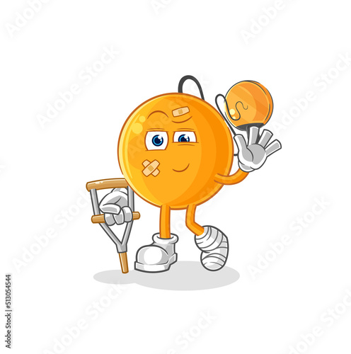 paddle ball sick with limping stick. cartoon mascot vector