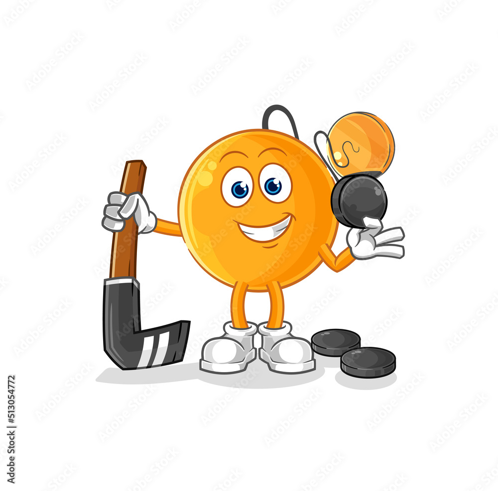 paddle ball playing hockey vector. cartoon character paddle ball playing hockey vector. cartoon character