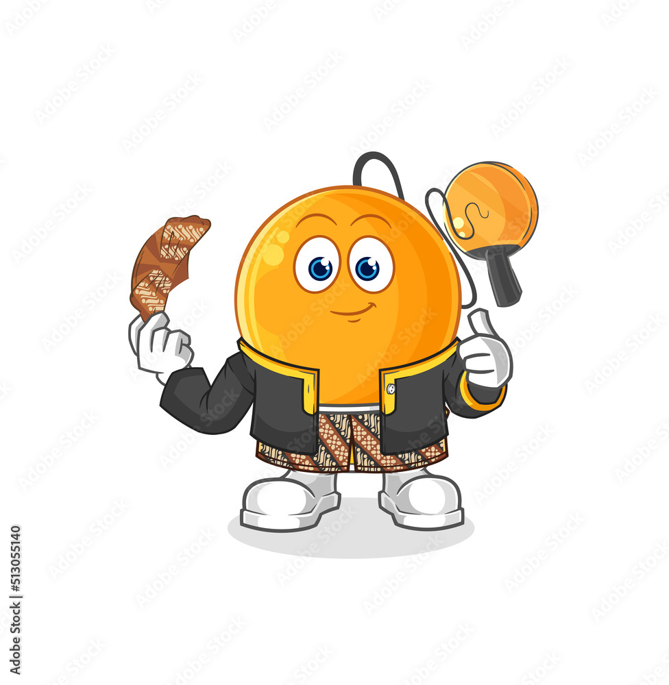 paddle ball Javanese character. cartoon mascot vector paddle ball Javanese character. cartoon mascot vector