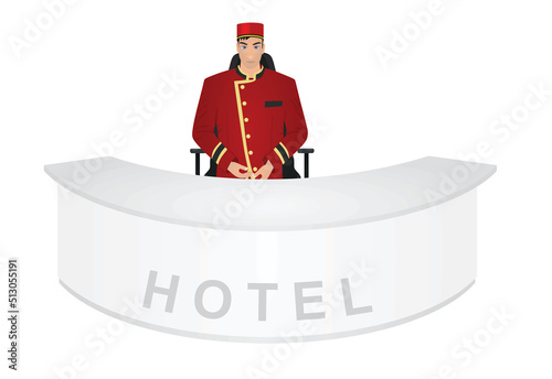 Bellboy receptionist in hotel. vector