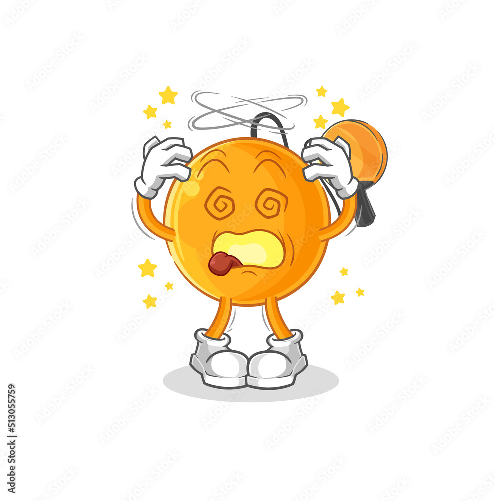 paddle ball dizzy head mascot. cartoon vector paddle ball dizzy head mascot. cartoon vector