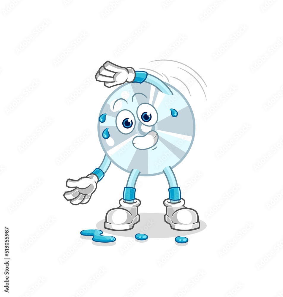 CD stretching character. cartoon mascot vector