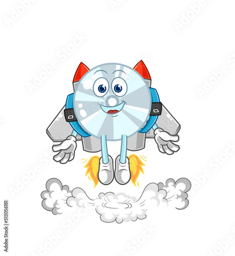 CD with jetpack mascot. cartoon vector