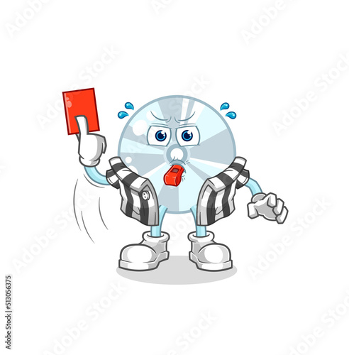 CD referee with red card illustration. character vector