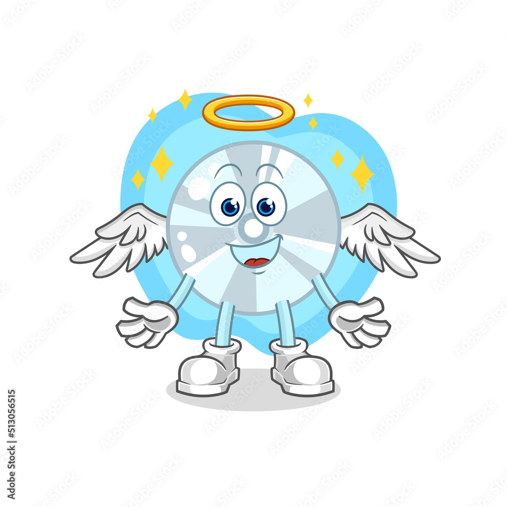 CD angel with wings vector. cartoon character