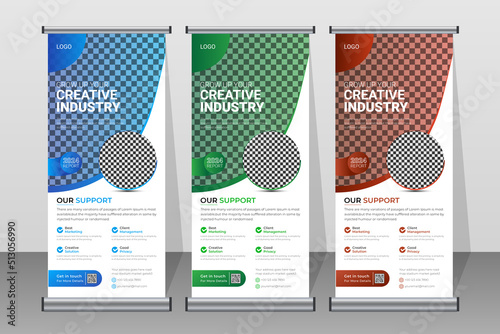 Business roll up banner or standee vertical billboard design template