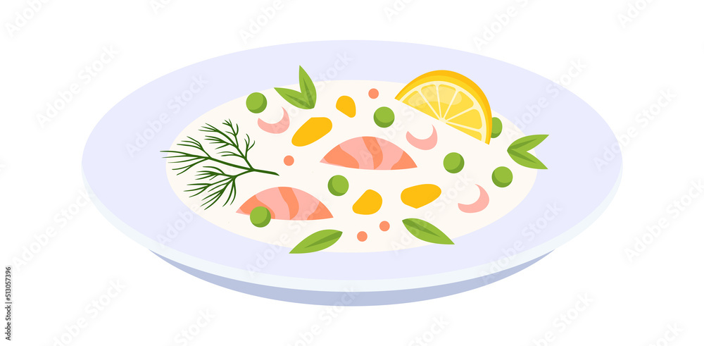 Shrimp soup food. Vector illustration Shrimp soup food. Vector illustration