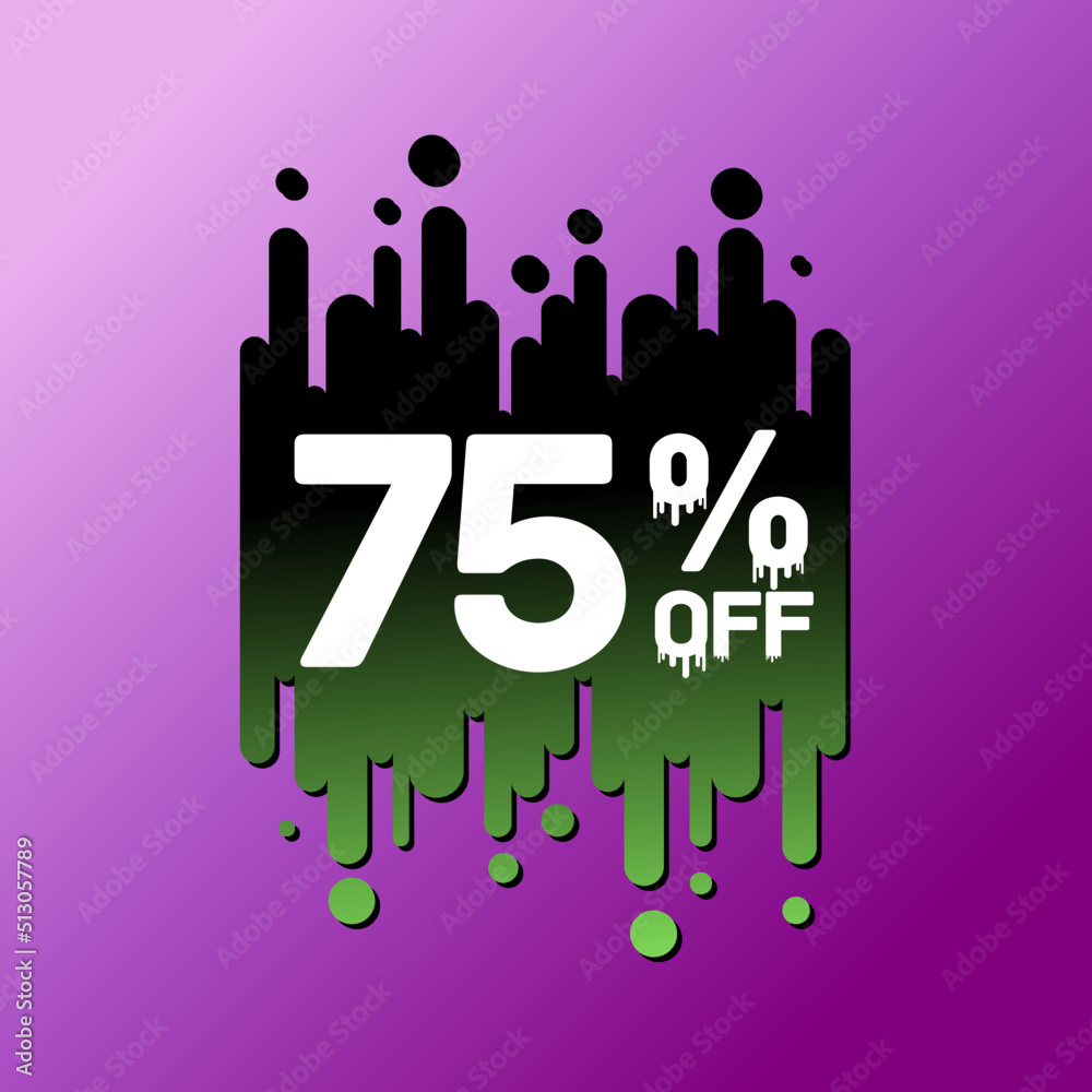 75% percent off (offer) design Green and black ink pouring discount, purple background fabric on Vector illustration, super sale 75% percent off (offer) design Green and black ink pouring discount, purple background fabric on Vector illustration, super sale