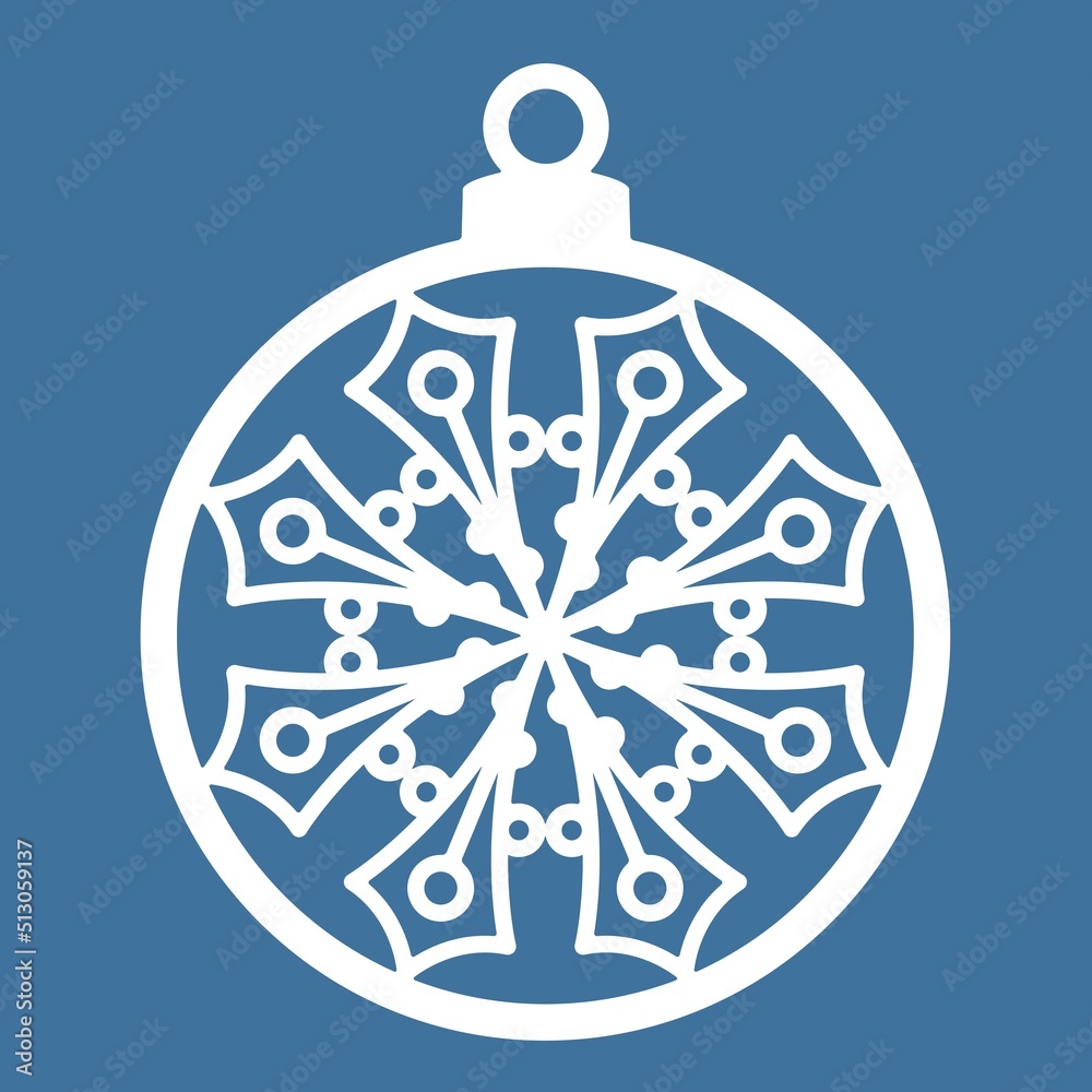 Template for Christmas toys. Christmas ball with beautiful snowflake ornament cut out of paper. Vector illustration. The image is suitable for laser cutting or printing. Template for Christmas toys. Christmas ball with beautiful snowflake ornament cut out of paper. Vector illustration. The image is suitable for laser cutting or printing.