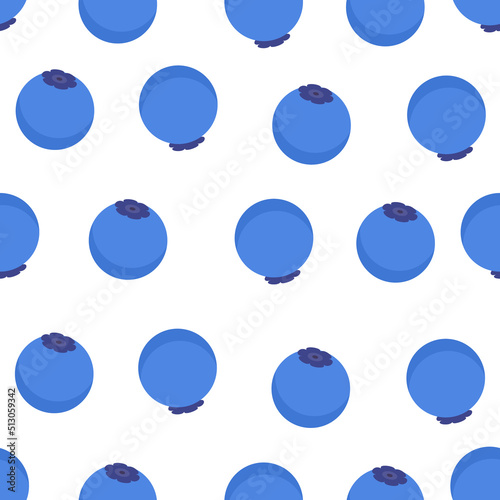 Vector seamless pattern with bilberries. Blueberries in flat style.	