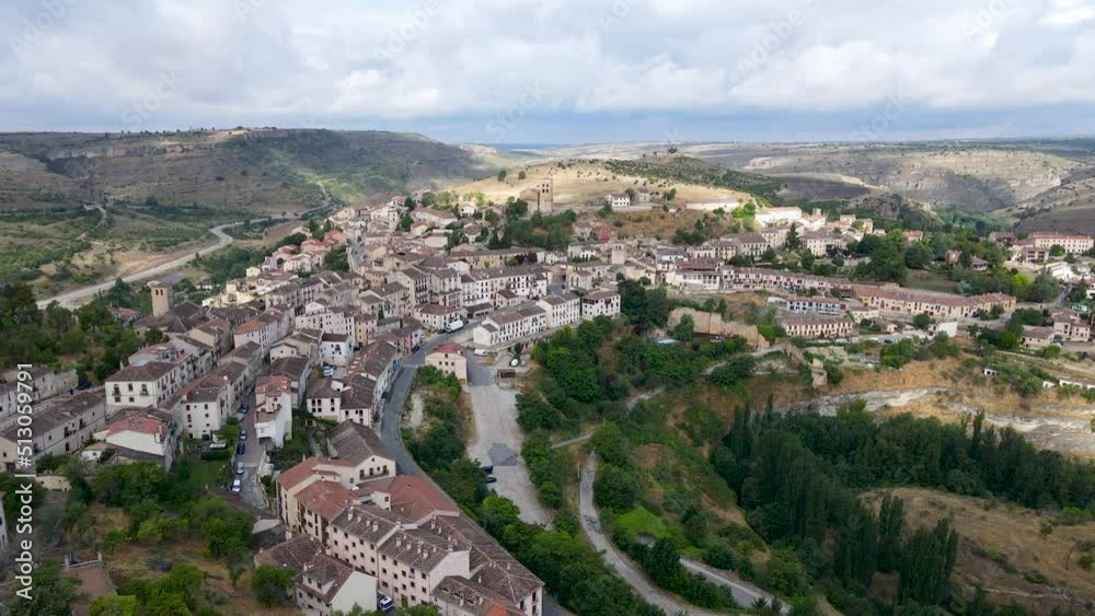 Aerial view of the medieval village of Sepulveda in the community of Castilla Leon, Spain. Aerial view of the medieval village of Sepulveda in the community of Castilla Leon, Spain.
